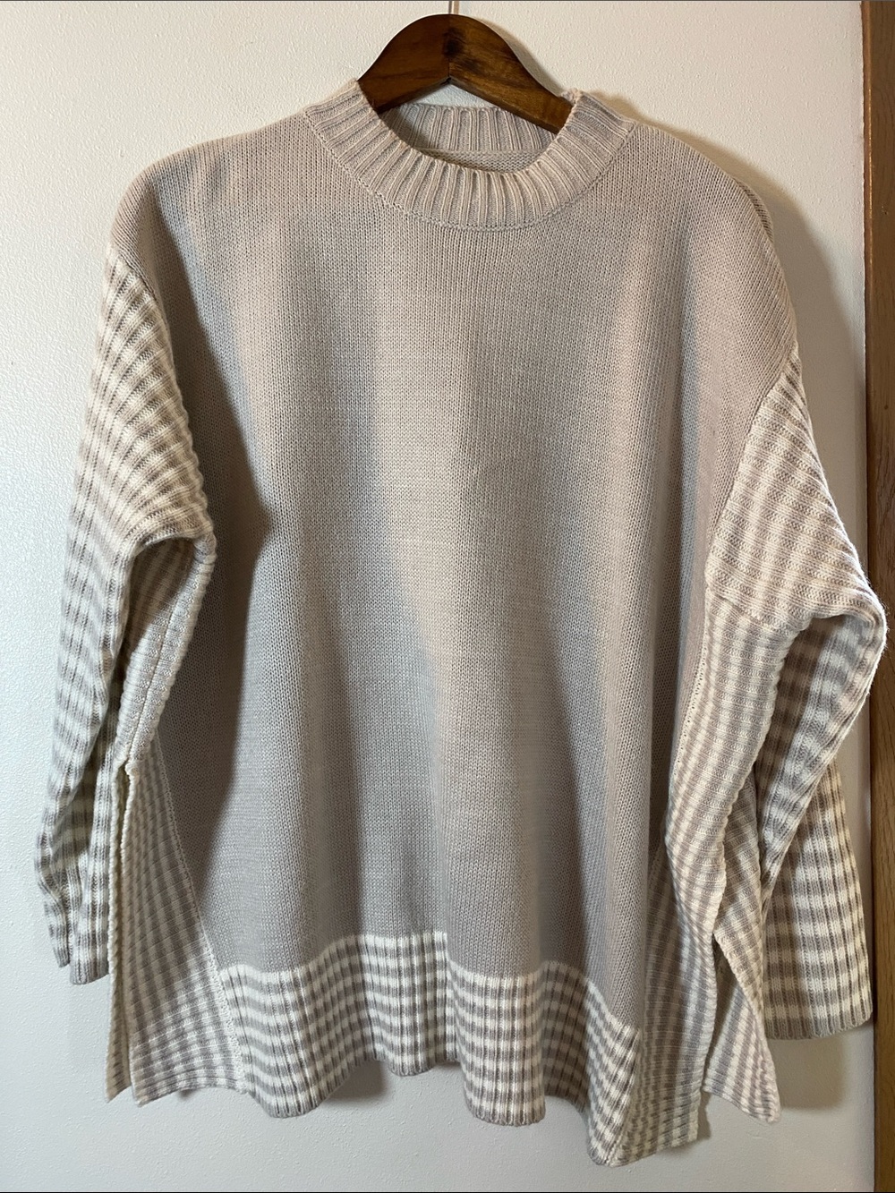 Cream and Beige Crewneck Sweater